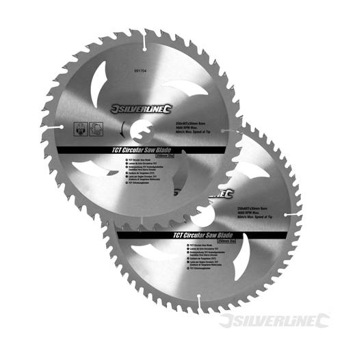 Silverline 991704 TCT Circular Saw Blades 40, 60T 2pk 250 x 30 - 25, 20, 16mm rings - SIL991704 