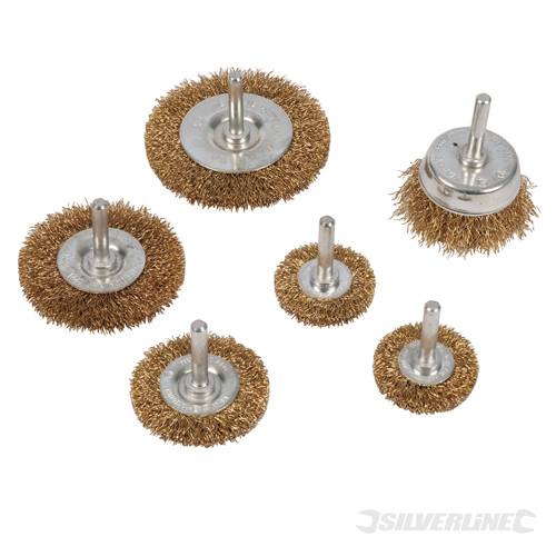 Silverline 993067 Wire Wheel and Cup Brush Set 6pk 6mm Shank - SIL993067 