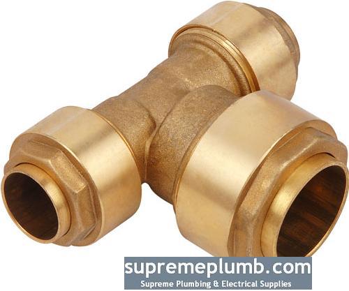 Brass Plumbfit Reducing Tee 22 x 15 x 15mm - PF11DCC - DISCONTINUED