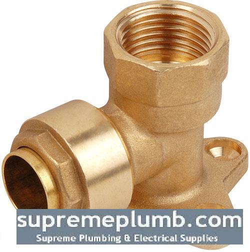 Brass Plumbfit Wallplate Elbow 15mm x 1/2" - PF19C4 - DISCONTINUED