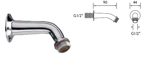 SIRRUS - Fixed Shower Arm with 90mm Projection - SA90CP