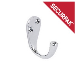 Securpak Coat Hook Pack 2 - 50mm Chrome Plated - STX-101393 