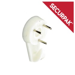 Securpak White Hard Wall Picture Hook - 32mm Pack 4 - STX-101399 