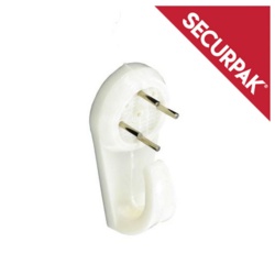 Securpak White Hard Wall Picture Hook - 38mm Pack 4 - STX-101400 