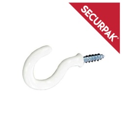 Securpak White Cup Hook - 25mm Pack 9 - STX-101445 