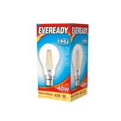 Eveready LED Filament GLS B22 470LM BC - 4W 27000K - STX-101791 