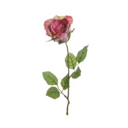 Kaemingk Closed Silk Rose On Stem - 7 x 45cm Soft Pink - STX-102170 
