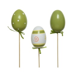 Kaemingk Plastic Egg On Pick - 4 x 36cm Green - STX-102201 