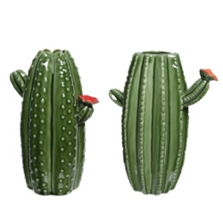 Kaemingk Porcelain Cactus Vase - Green Assorted - STX-102202 