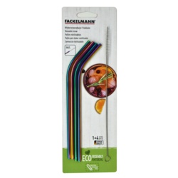 Fackelmann Stainless Steel Straw Set 4 - Rainbow Curved - STX-102855 