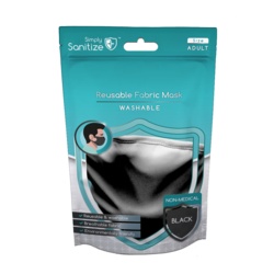 Simply Sanitize Reusable Fabric Facemask - Black - Single - STX-103311 