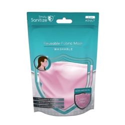 Simply Sanitize Reusable Fabric Facemask - Pink - Single - STX-103312 