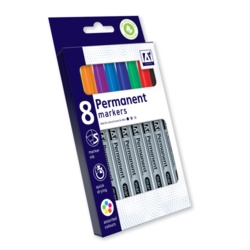 Anker Stat Permanent Markers - Pack 8 Assorted Colours - STX-104009 