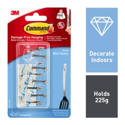 Command Clear Wire Hooks With Strips - Value Pack Small - STX-104340 
