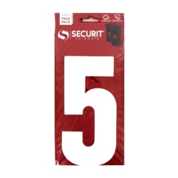 Securit White Self Adhesive Wheelie Bin Numbers Pack 2 - No 5 - STX-104464 