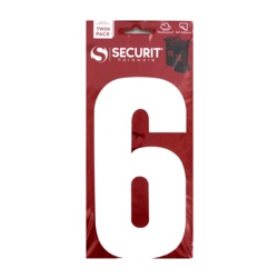 Securit White Self Adhesive Wheelie Bin Numbers Pack 2 - No 6 - STX-104465 