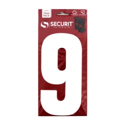 Securit White Self Adhesive Wheelie Bin Numbers Pack 2 - No 9 - STX-104469 