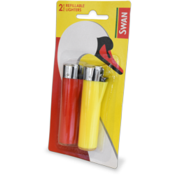 Swan Refillable Lighters - Blister Pack of 2 - STX-104787 