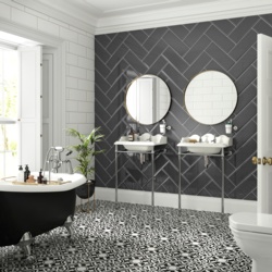 Johnson Tiles Bevel Wall Tile 400 x 150 x 10mm - Graphite Gloss 1.02m2 - STX-105086 