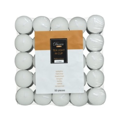 Kaemingk White Wax Tealights - Pack 50 - STX-105144 