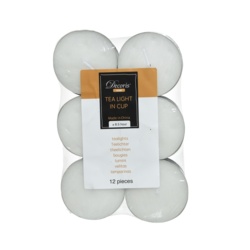 Kaemingk White Wax Tealights - Pack 12 - STX-105146 