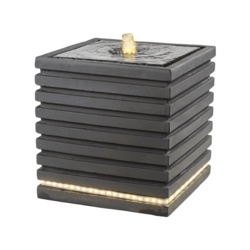 Kaemingk Fountain Squared With Ribs - Anthracite with Warm White LEDs - STX-105581 