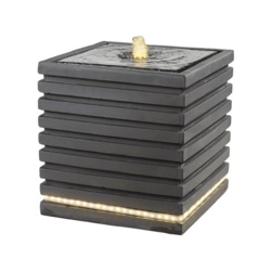 Kaemingk Fountain Squared With Ribs - Anthracite with Warm White LEDs - STX-105581 
