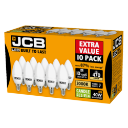 JCB Candle Lamp SES Cap 3000k 5w - Pack 10 - STX-105810 