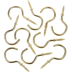 SupaFix Steel Shouldered Cup Hooks - 19mm - Electro Brass - STX-105979 