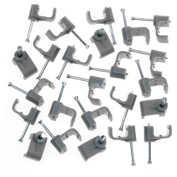 SupaLec Cable Clips Flat Pack of 100 - 2.5mm - Grey - STX-107915 