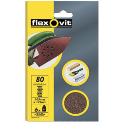Flexovit Detail Sanding Sheets - 6 Pack (105 x 175mm) - Assorted - 2 x 50,2 x 80, 2 x 120 - STX-136469 