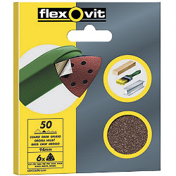 Flexovit Delta Sanding Sheets - 6 Pack (94mm) - Assorted - 2 x 50,2 x 80, 2 x 120 - STX-136735 