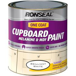Ronseal One Coat Cupboard Melamine & MDF Paint 750ml - Brilliant White - STX-138825 