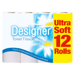 Designer White Toilet Roll - Pack 12 - STX-300449 