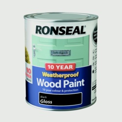 Ronseal 10 Year Weatherproof Gloss Wood Paint - 750ml Black - STX-301674 