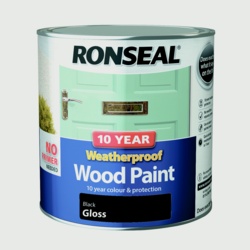 Ronseal 10 Year Weatherproof Gloss Wood Paint - 2.5L Black - STX-301881 