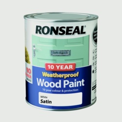 Ronseal 10 Year Weatherproof Satin Wood Paint - 750ml White - STX-301995 