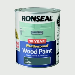 Ronseal 10 Year Weatherproof Satin Wood Paint - 750ml Grey - STX-302032 