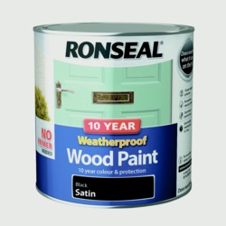 Ronseal 10 Year Weatherproof Satin Wood Paint - 2.5L Black - STX-302127 