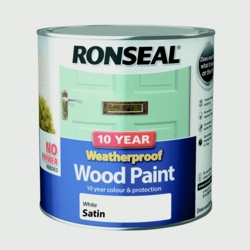Ronseal 10 Year Weatherproof Satin Wood Paint - 2.5L White - STX-302146 