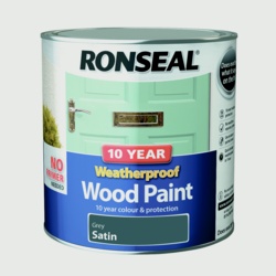 Ronseal 10 Year Weatherproof Satin Wood Paint - 2.5L Grey - STX-302164 