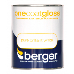 Berger One Coat Gloss 750ml - Pure Brilliant White - STX-306035 