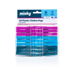 Minky Spring Loaded Plastic Pegs - 7.5 x 1.5 x 1cm - STX-306443 