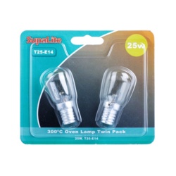 SupaLite 25W Oven Lamps For Upto 300 Degrees T25-E14 Base - Pack Of 2 - STX-306775 
