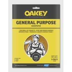 Oakey General Purpose Sandpaper 5 Pack - Fine 280 x 230mm - STX-310432 