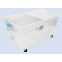 TML Clik N Store Box & Lid - 110L Clear With Wheels - STX-314704 
