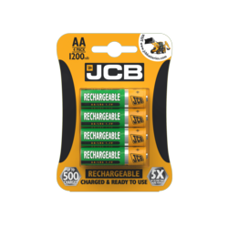 JCB Rechargeable AA Batteries - Card 4 1200mAh - STX-318062 