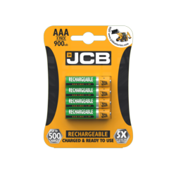 JCB Rechargeable AAA Batteries - 4 Pack 900mAh - STX-318091 