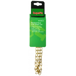 SupaFix Welded Oval Link Chain 1m - Steel Brass Plated - STX-319642 