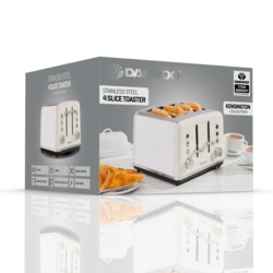 Daewoo Kensington Toaster - 4 Slice Cream - STX-326902 